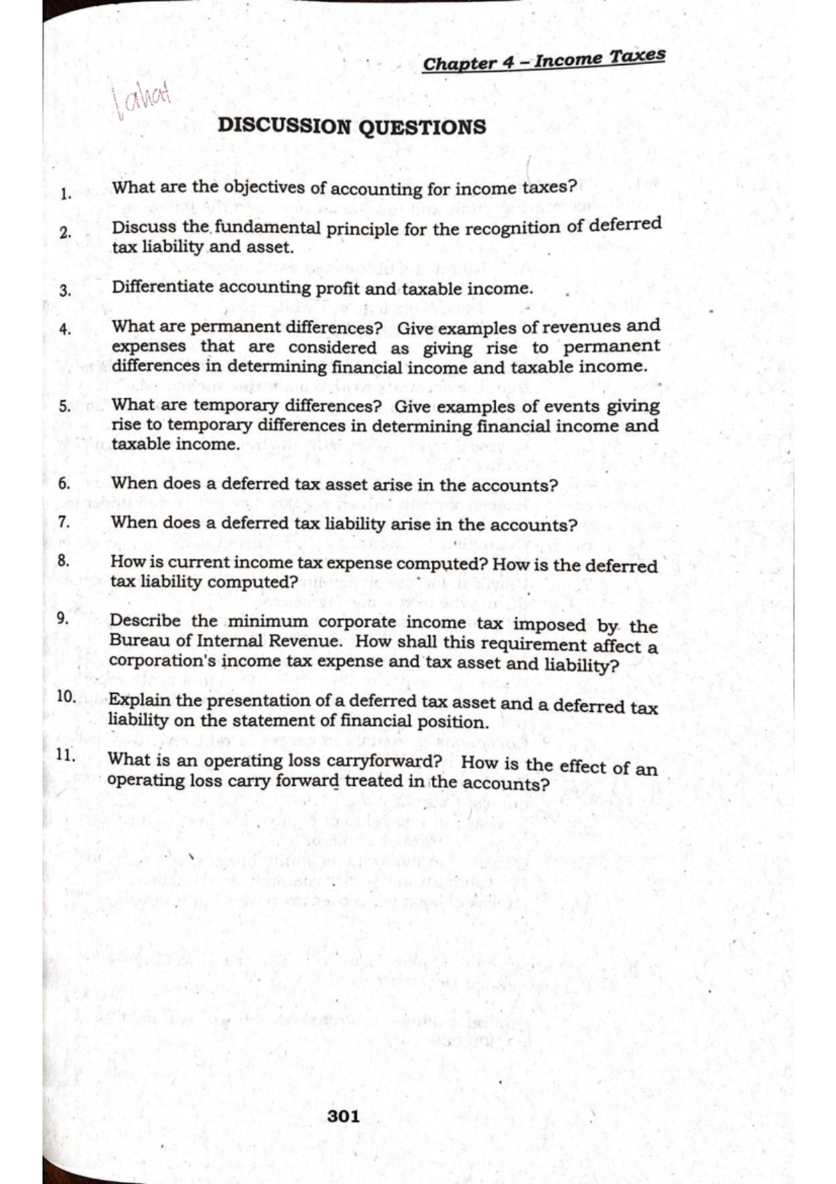 Chapter 4 Income Taxes: Discussion Questions & Problems - Studocu