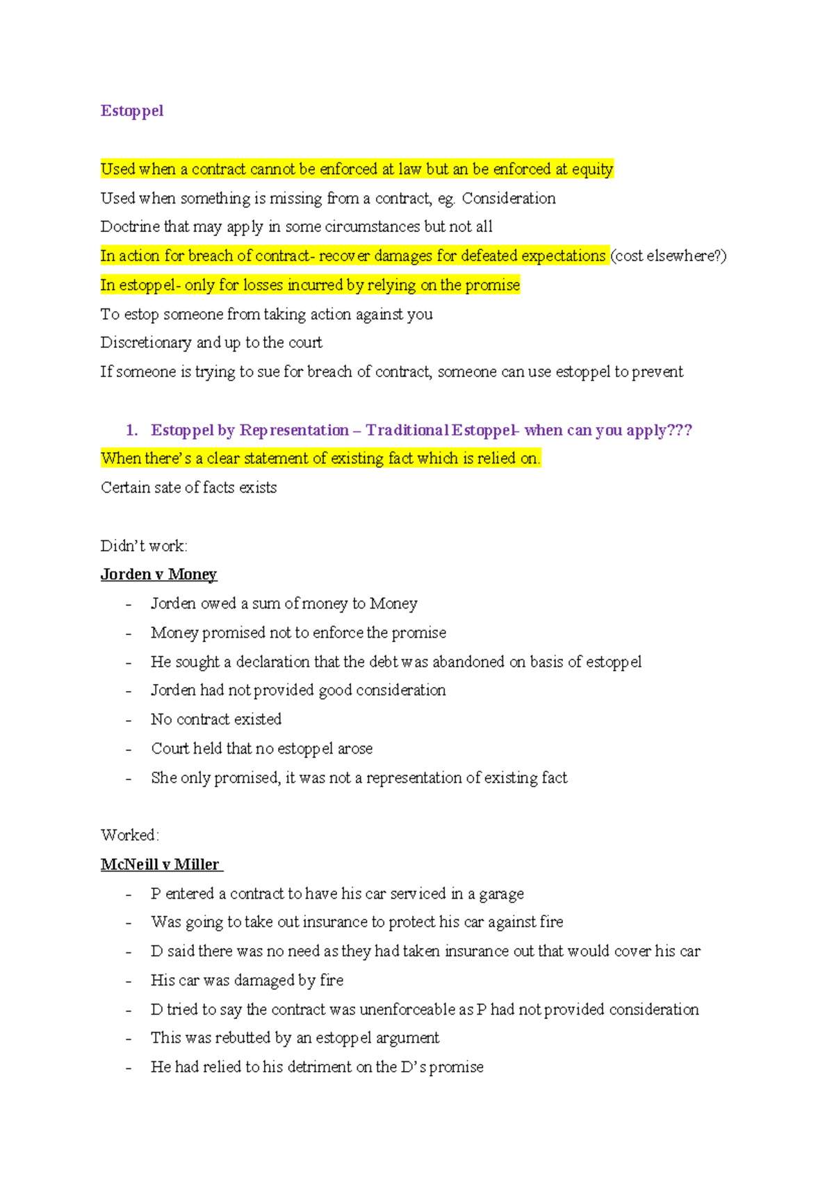 3- Estoppel in Contract Law: Key Principles and Case Studies - Studocu
