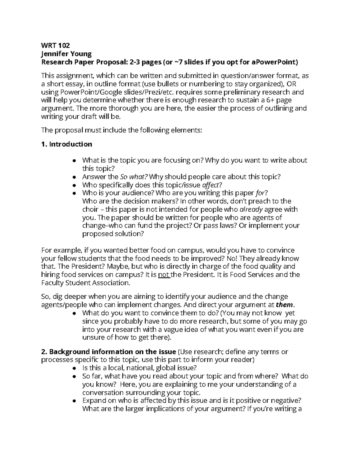 WRT 102 Research Paper Proposal Guidelines for 2025 - Studocu