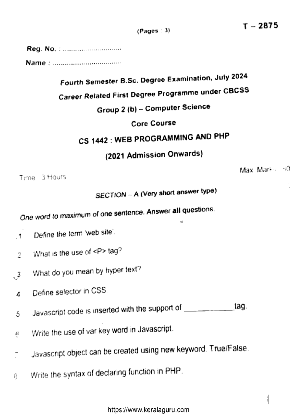 B.Sc. 4th Sem CS 1442: Web Programming & PHP Exam Notes - July 2024 ...