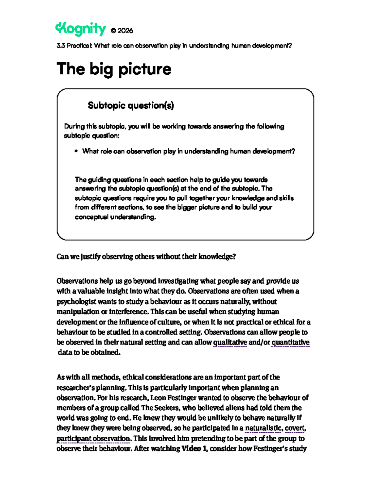 2026 3.3 Practical: The Role of Observation in Human Development ...