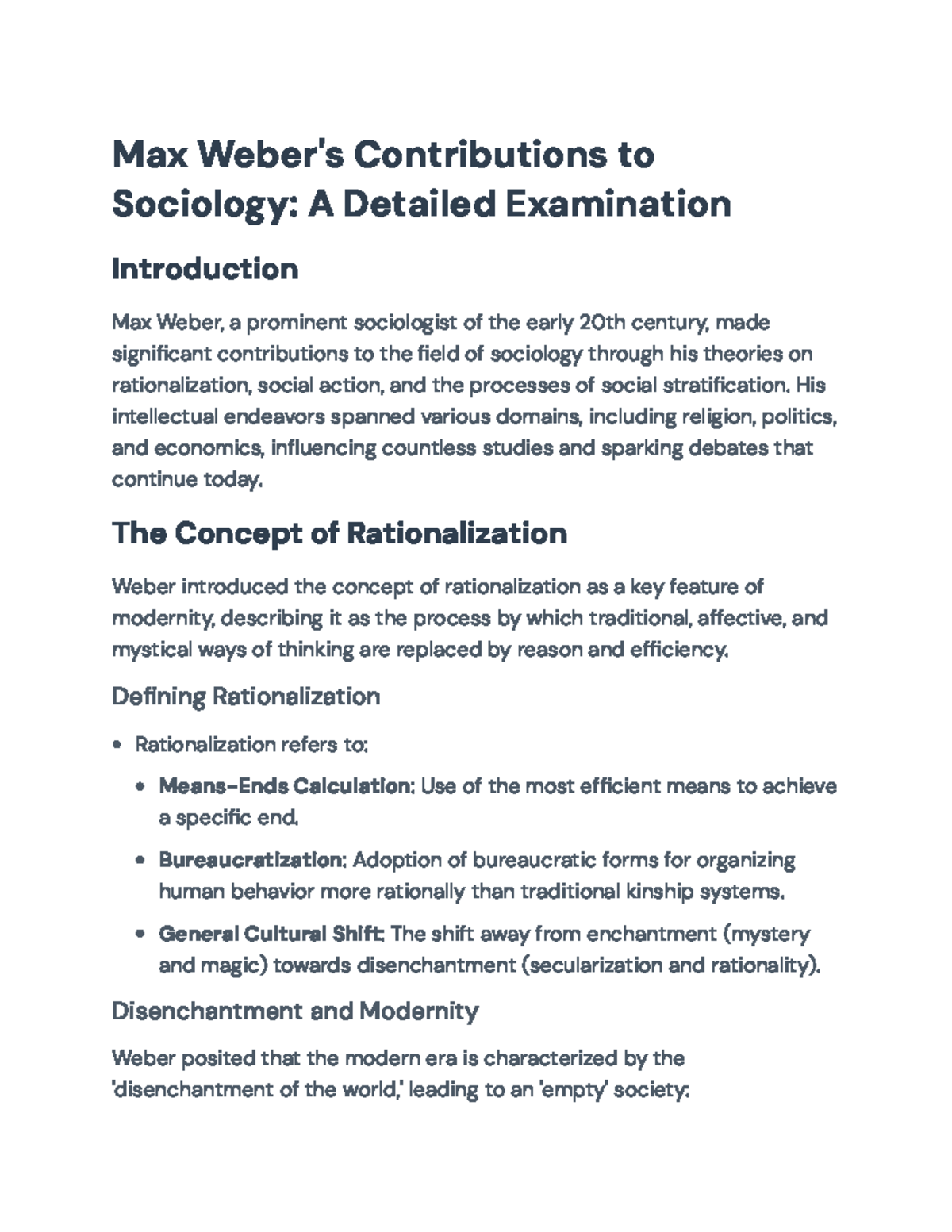 Max Weber's Contributions to Sociology: Rationalization & Social Action ...