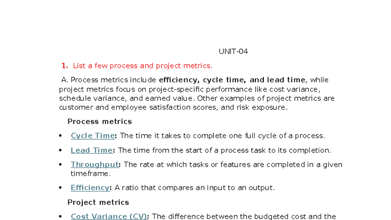 SE UNIT-04 IMP Q&A: Metrics, Testing, and Project Estimation Insights ...
