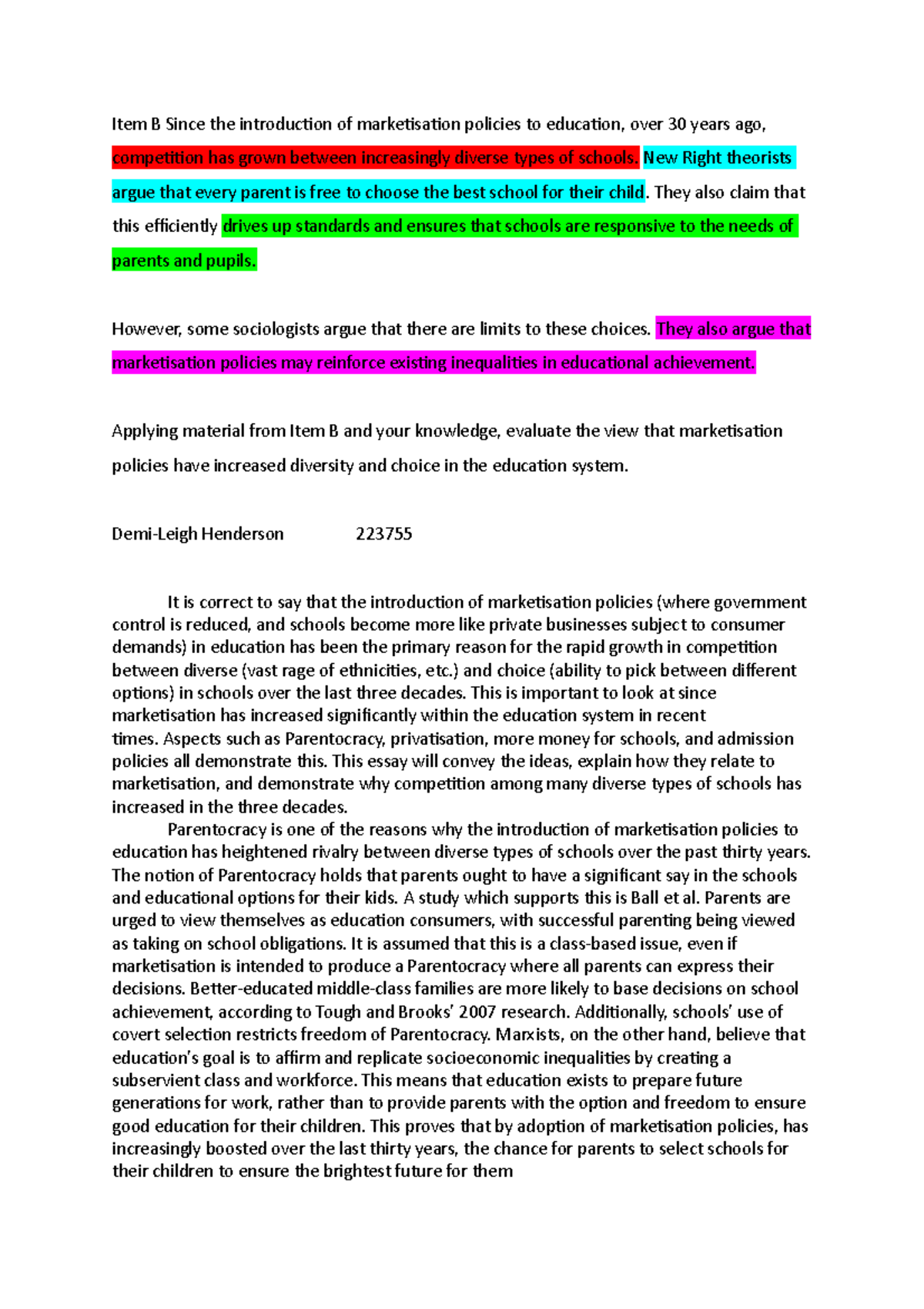 Sociology Essay – Evaluating Marketisation & Its Impact on Education ...