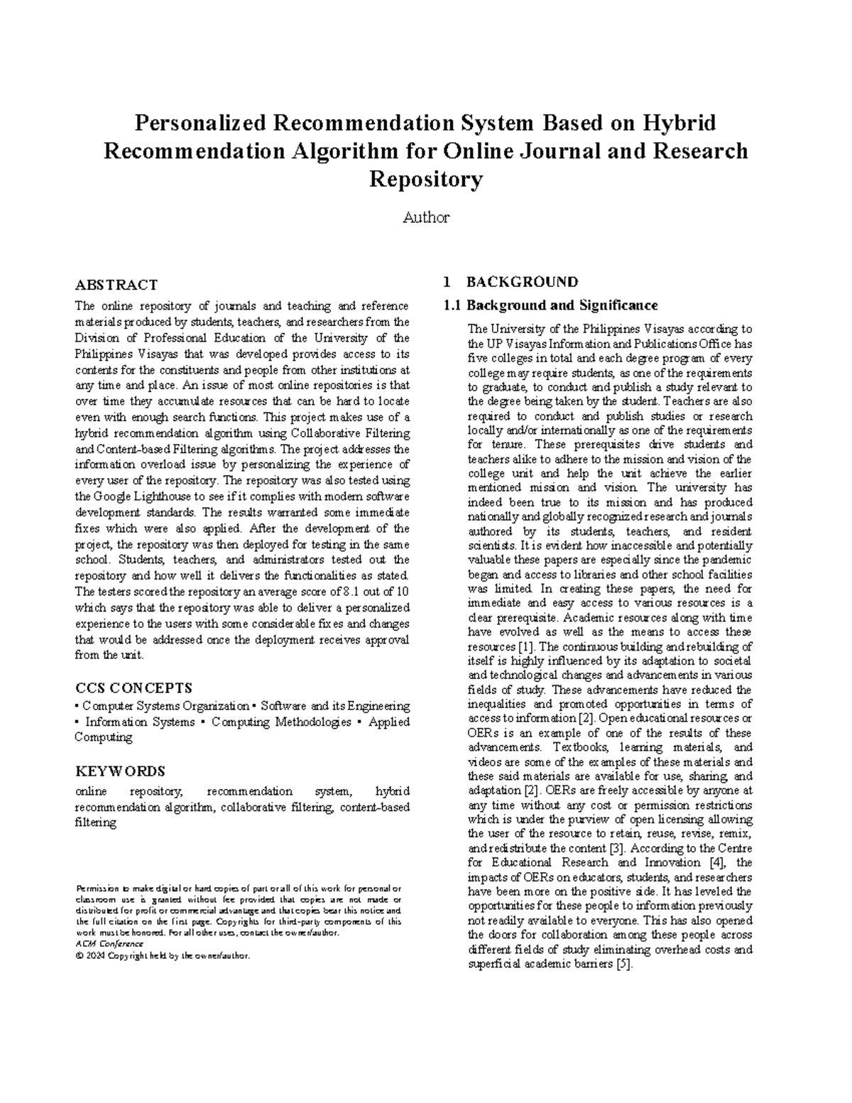 PCSC - Hybrid Recommendation Algorithm for Online Repository System ...