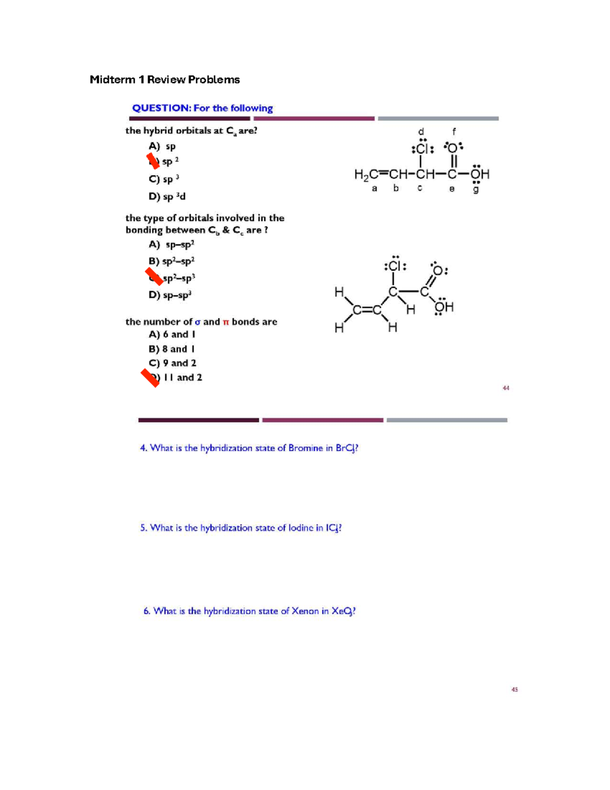 Midterm 1 Practice Questions for Chemistry 101 - Studocu