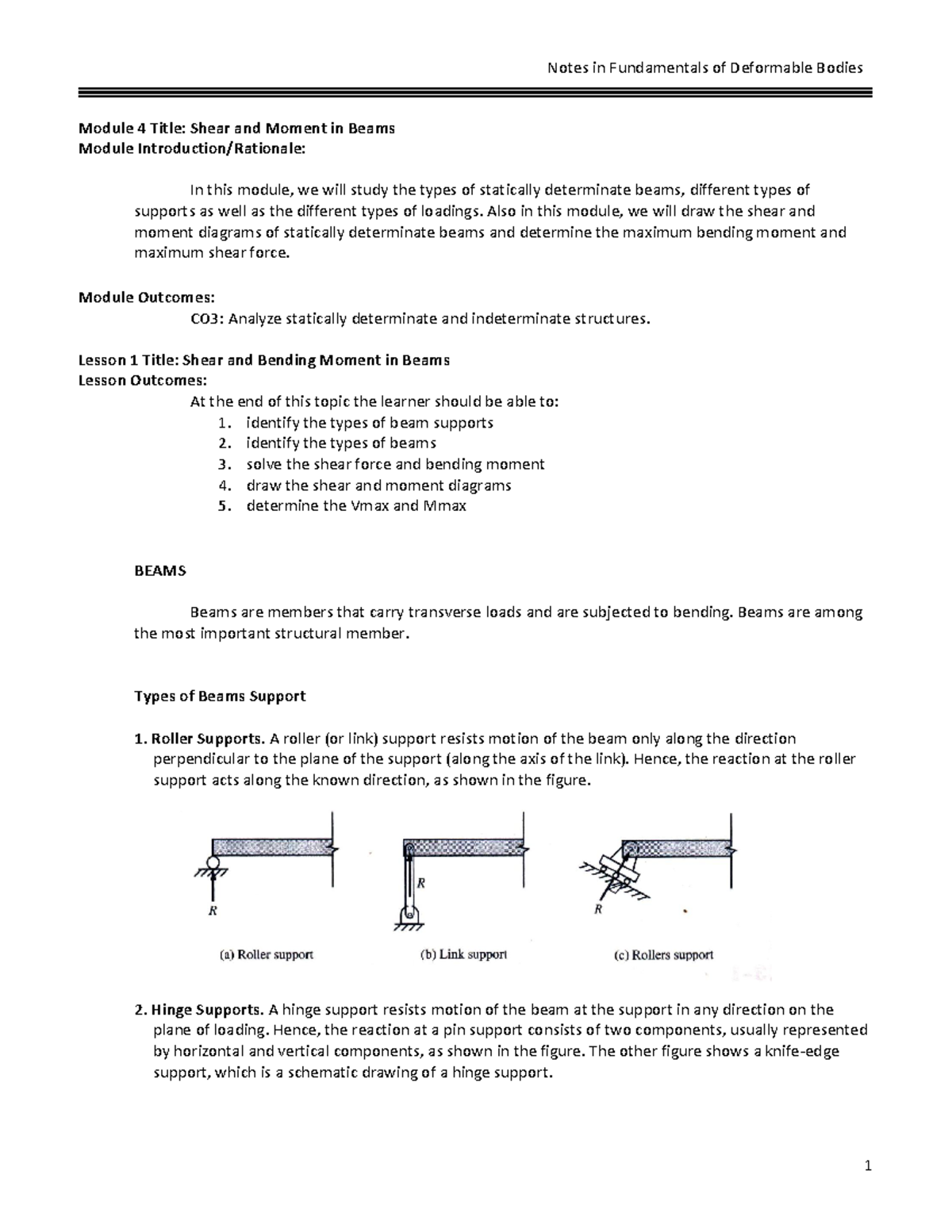Module 4: Shear and Moment Analysis in Beams - Studocu