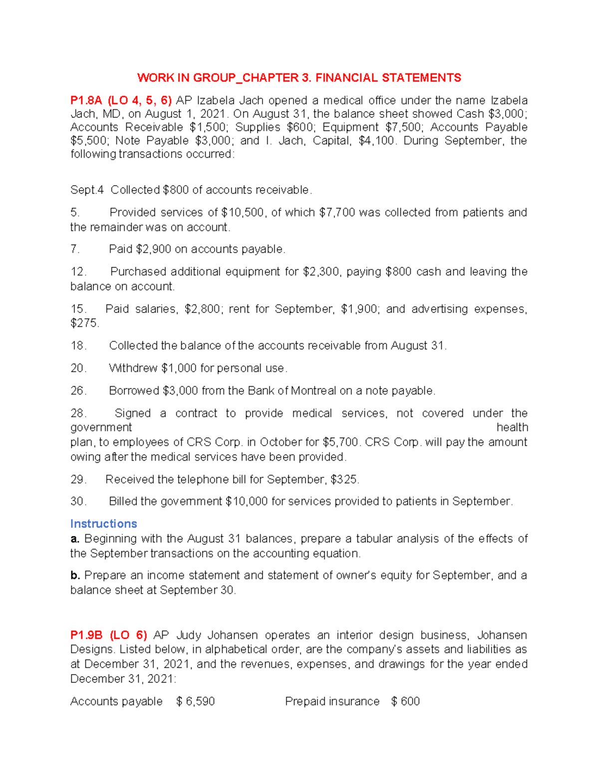 Group Chapter 3 - Financial Statements Homework Analysis - Studocu