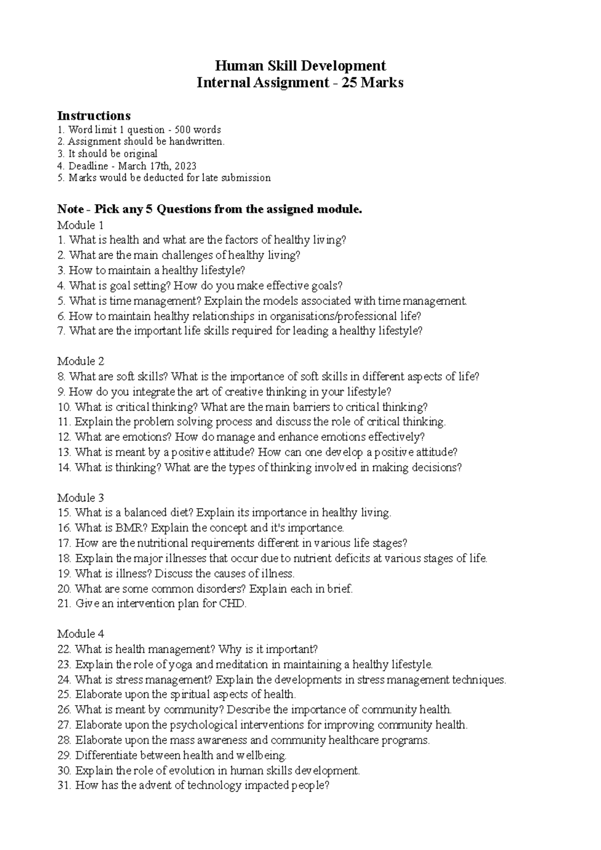 Human skill and development Final - Human Skill Development Internal ...