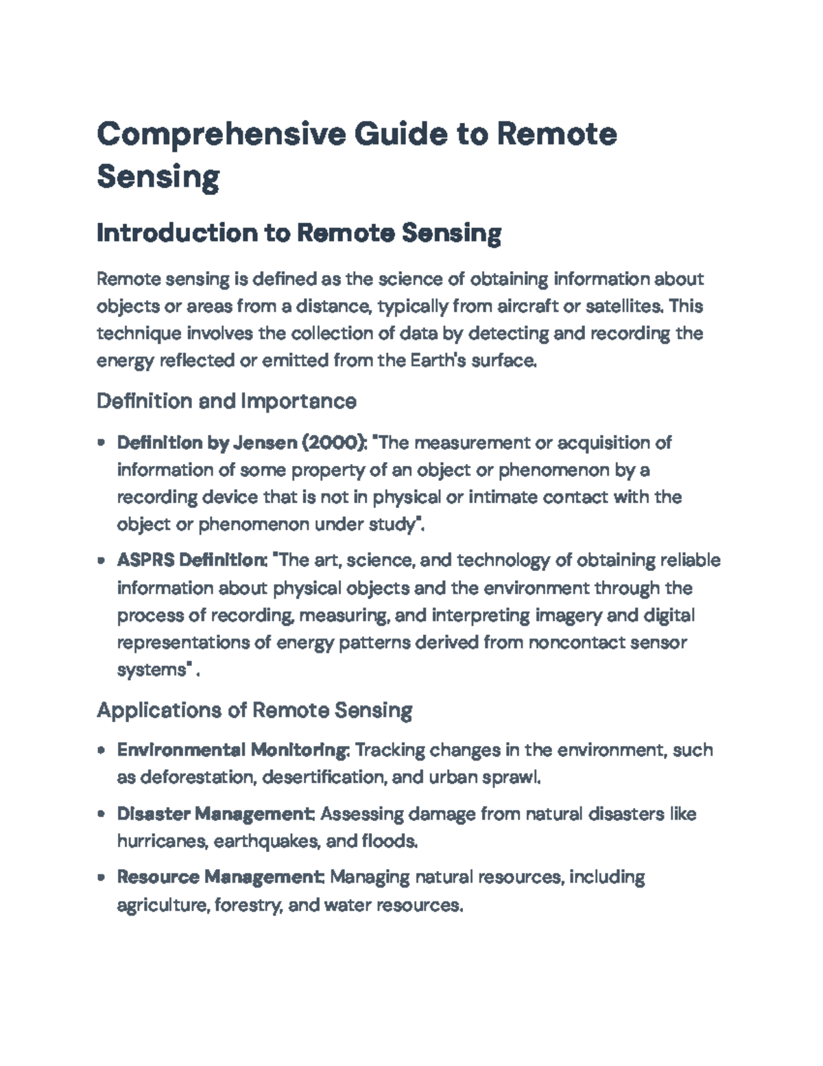 Comprehensive Overview of Remote Sensing Techniques and Applications ...