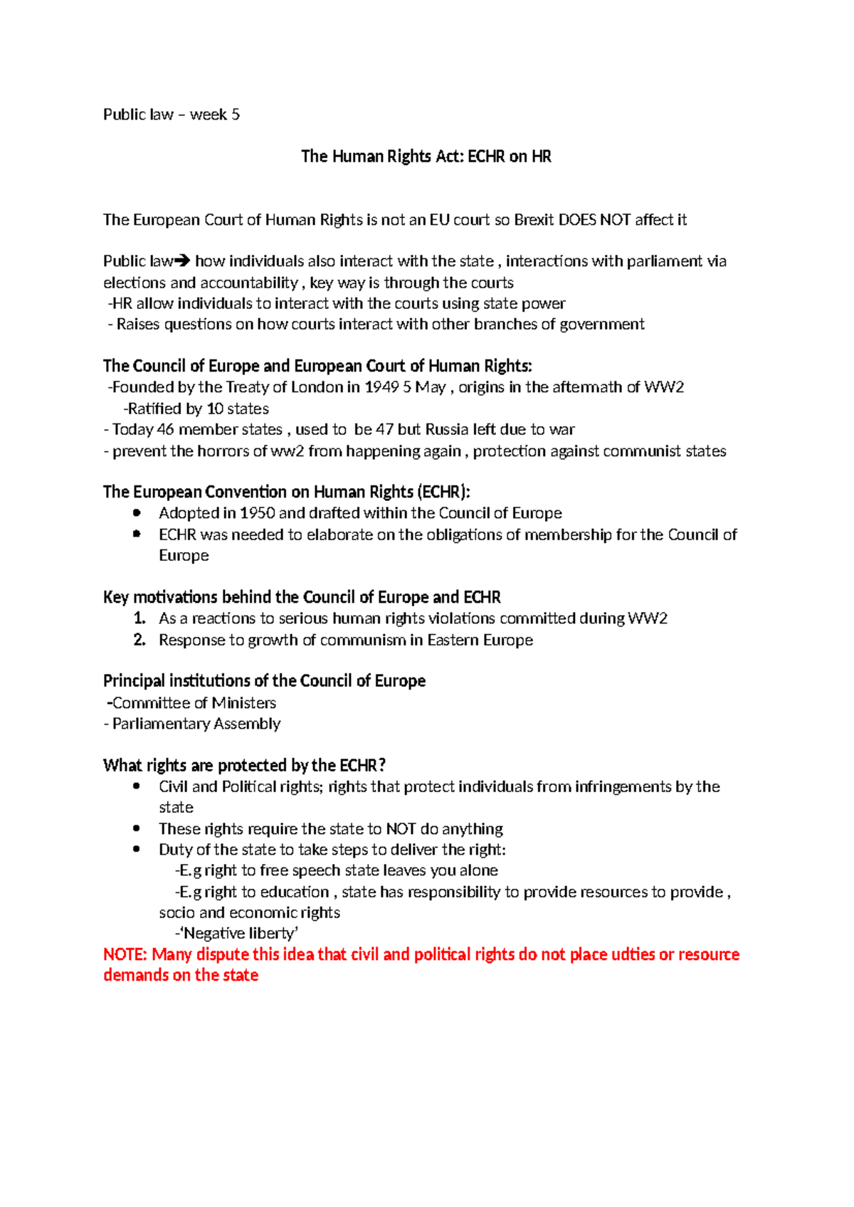 HR and ECHR Week 5: The Human Rights Act and Its Implications - Studocu