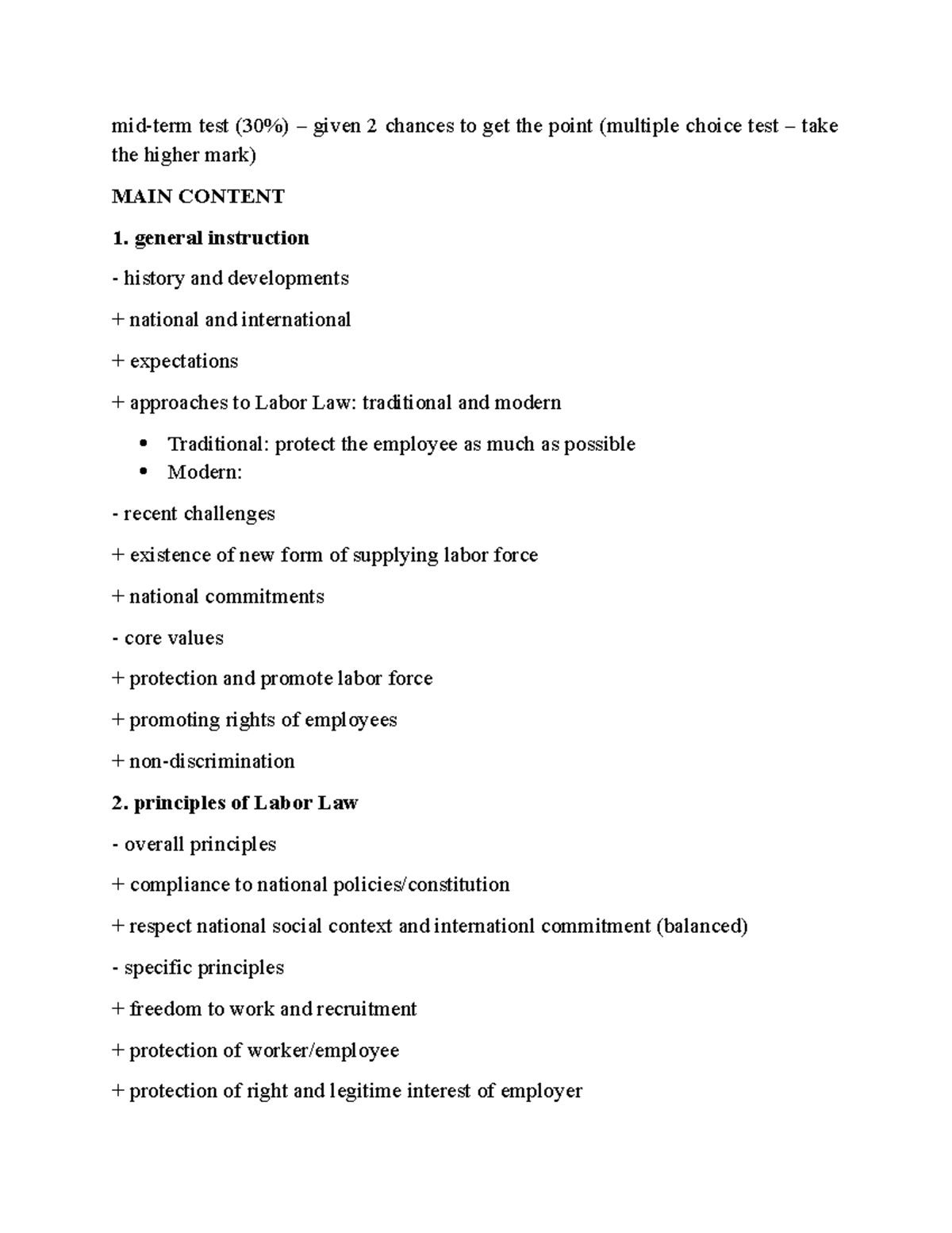 Labor Law Overview and Key Principles (Course Code: LL101) - Studocu