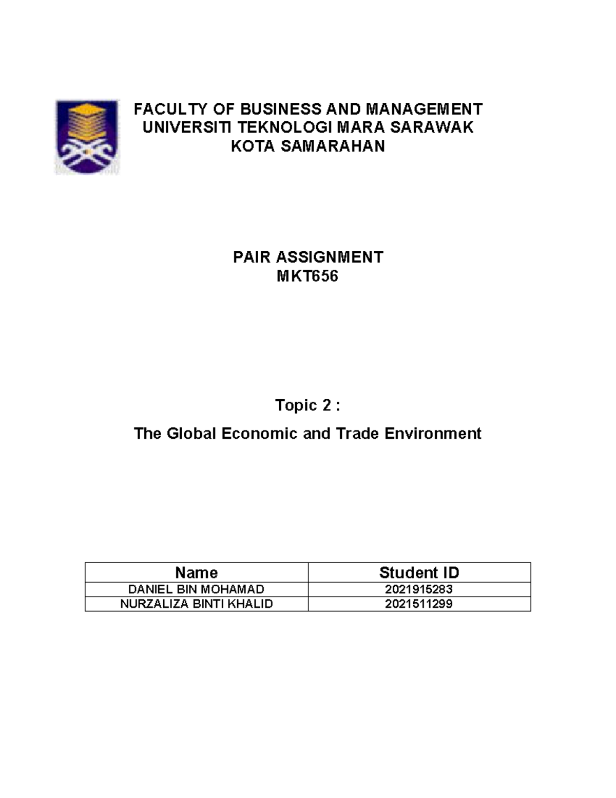 MKT656 Pair Assignment - FACULTY OF BUSINESS AND MANAGEMENT UNIVERSITI ...