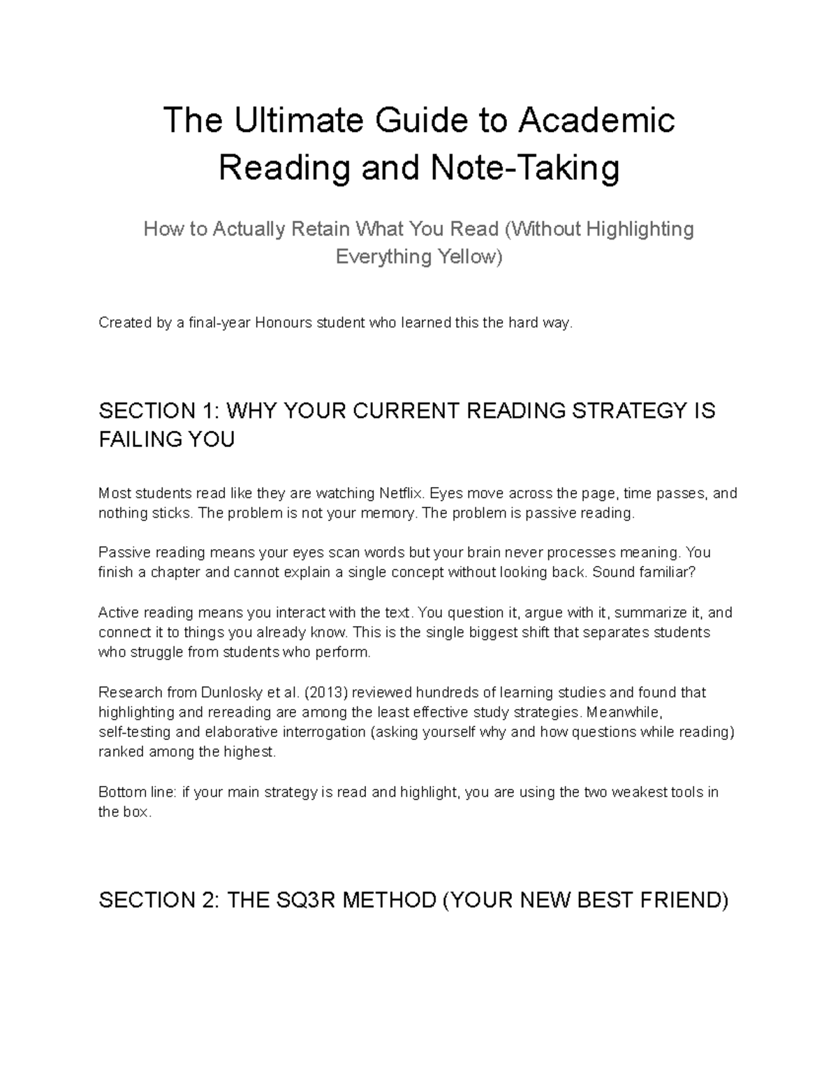 The Ultimate Guide to Academic Reading & Note-Taking Strategies - Studocu
