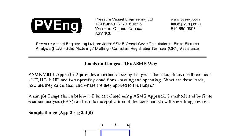 ASME Code Calculations and FEA for Flange Loads Analysis - Studocu