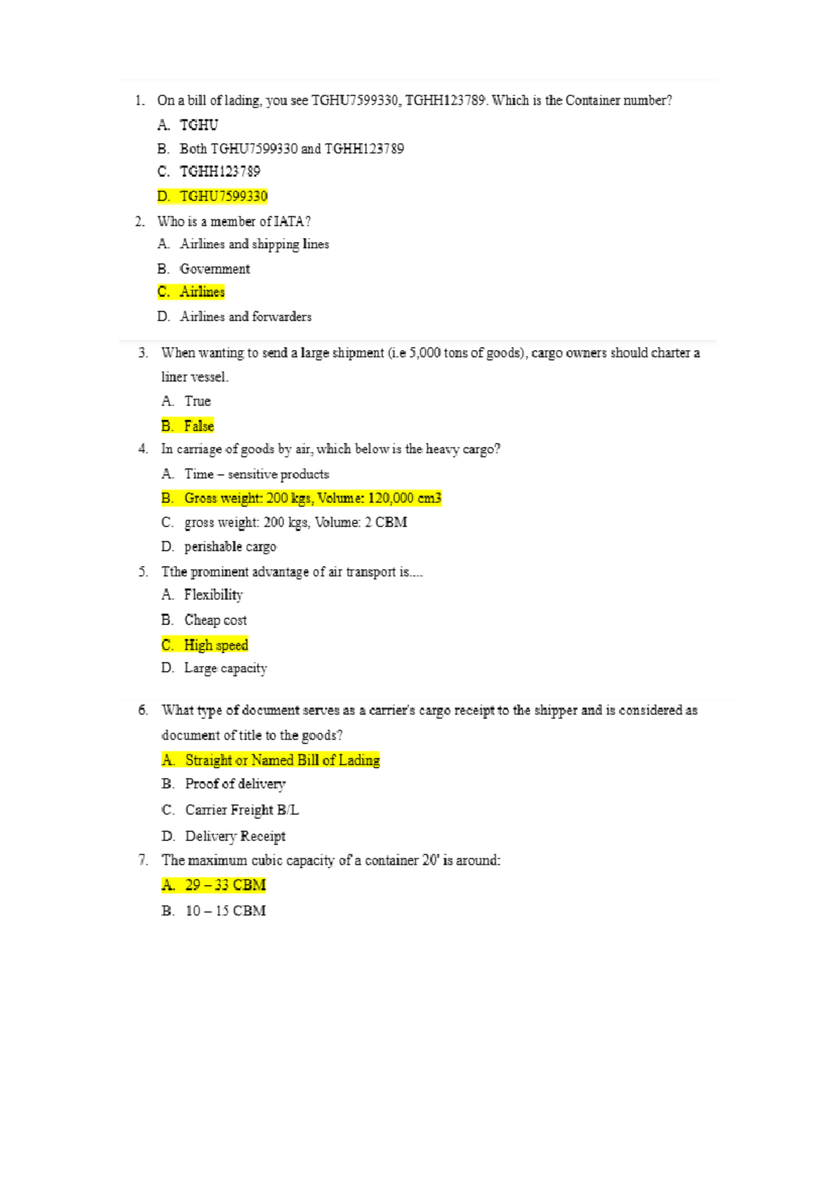 Bhvt - Multiple Choice Questions on Container Types - Studocu