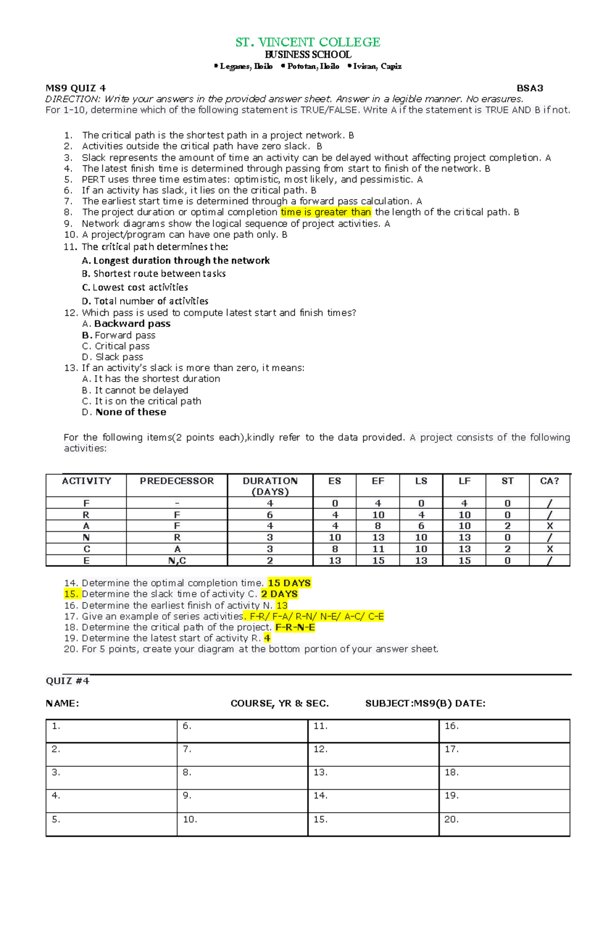 2025B - MS9 QUIZ 4: Project Management Concepts and Analysis - Studocu