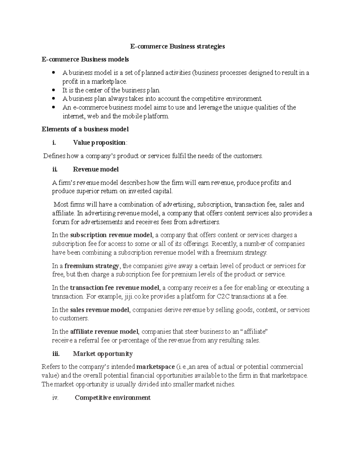 Business Strategy - E-commerce Lecture Notes 1 - Studocu
