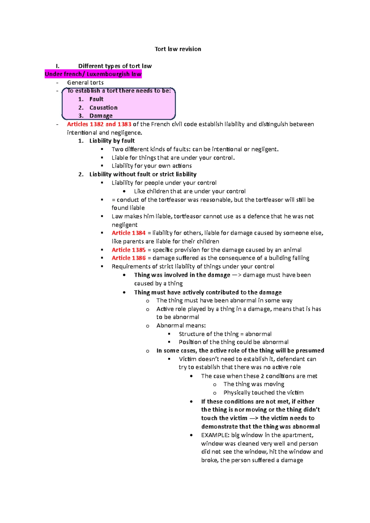 TORT LAW 101: Introduction to Civil Liability and Delicts - Studocu