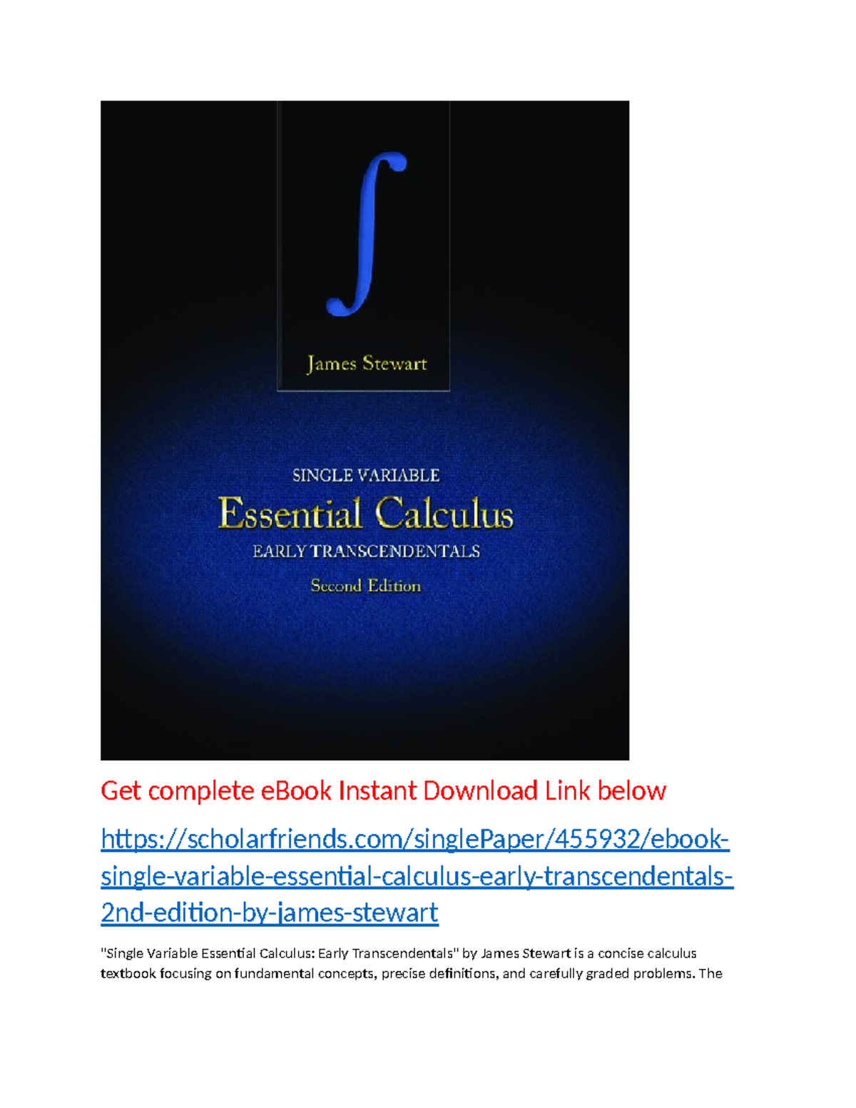 Single Variable Essential Calculus Early Transcendentals 2nd Edition By ...