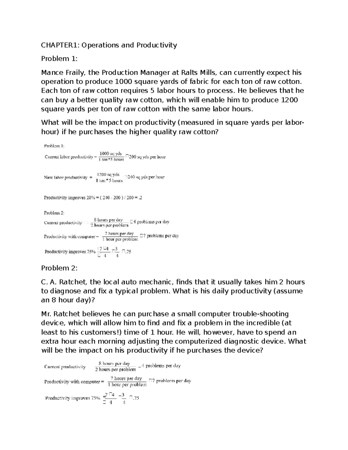 CHAPTER 1: Operations & Productivity Problems in POM PRB - Studocu