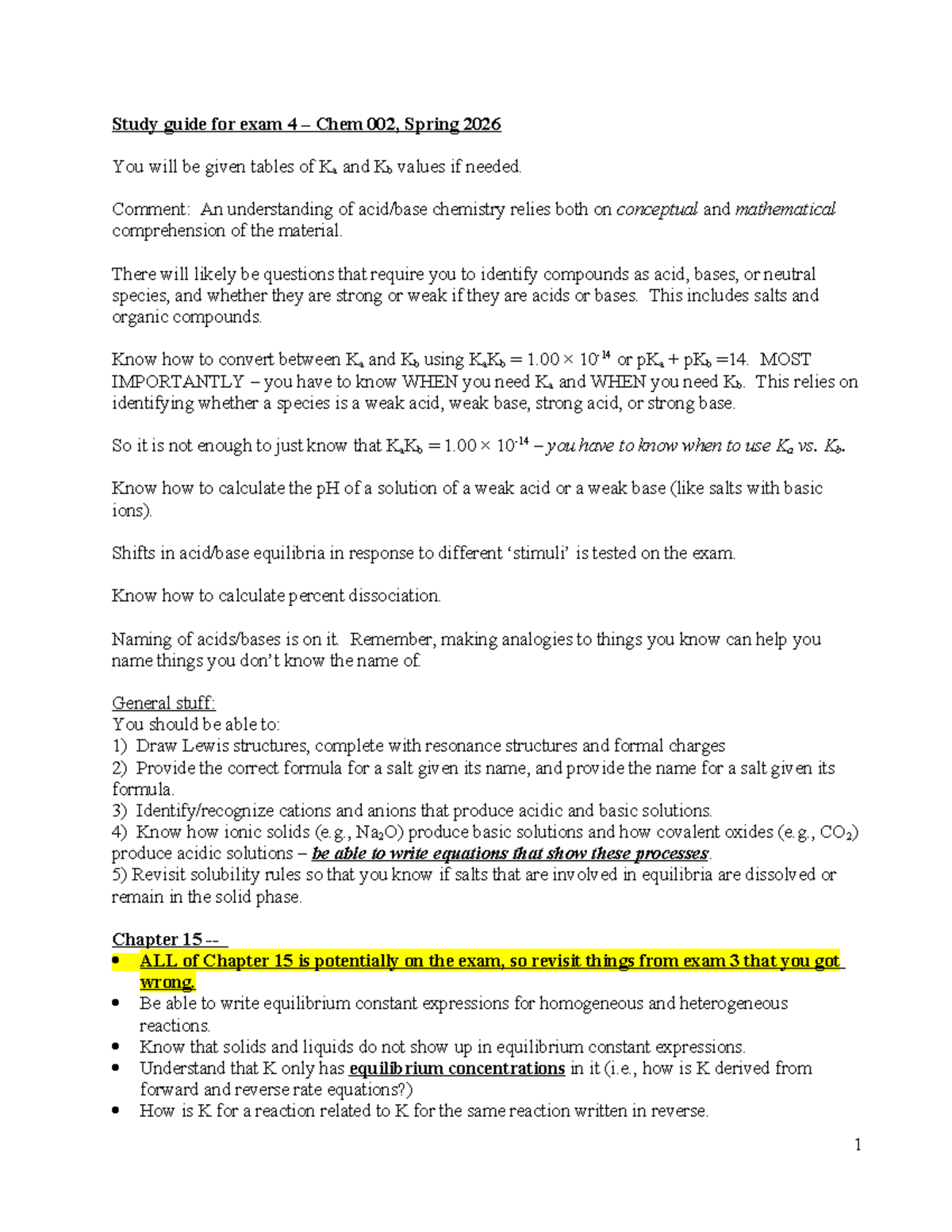 Chem 002 Exam 4 Study Guide - Spring 2026 - Studocu