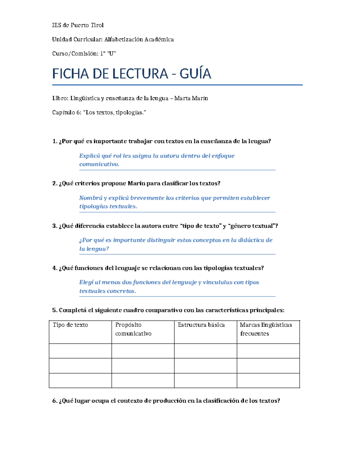 Ficha De Lectura Cap tulo 6 De Ling stica Y Ense anza IES FICHA 