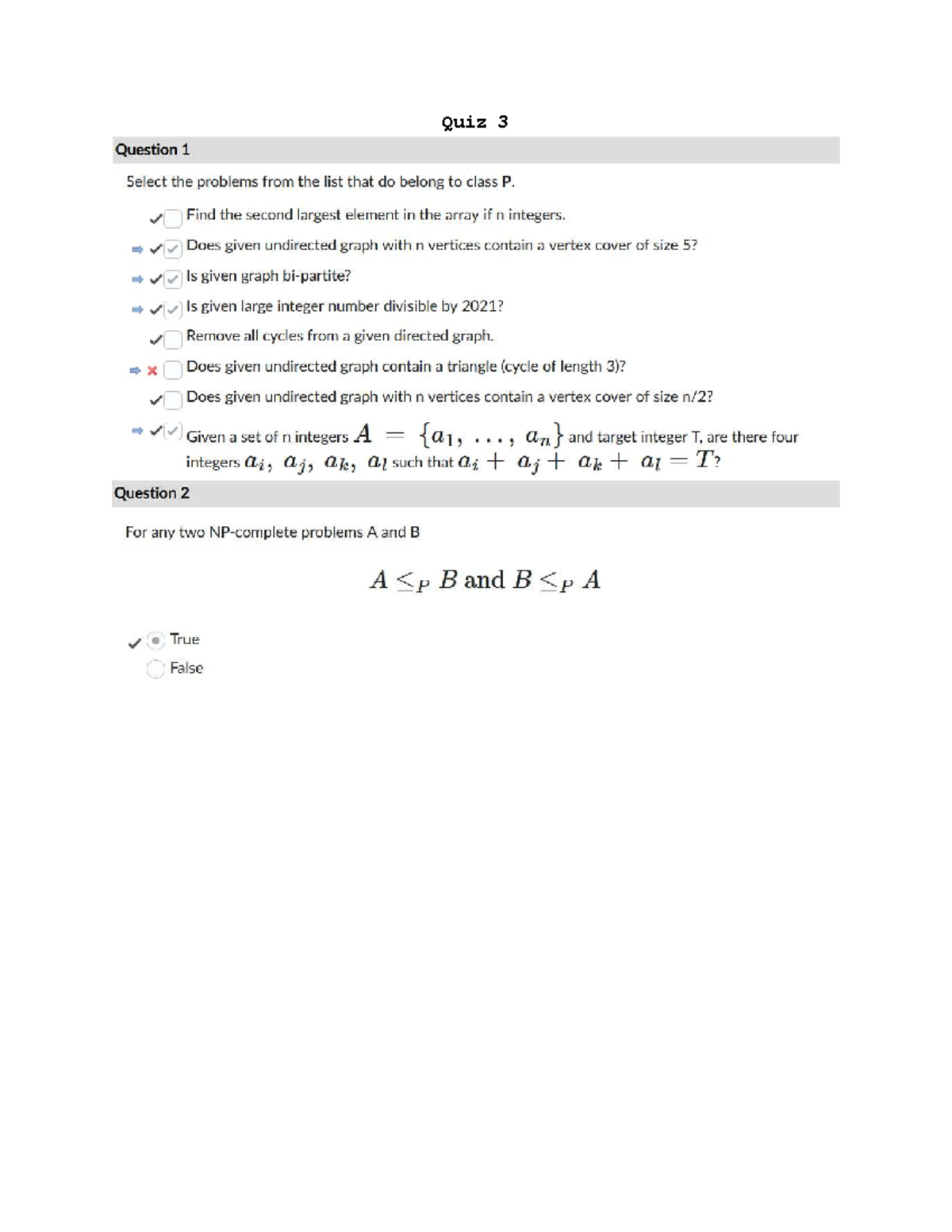 CP414 Quiz 3: Problems in Class P and Decision Problems - Studocu