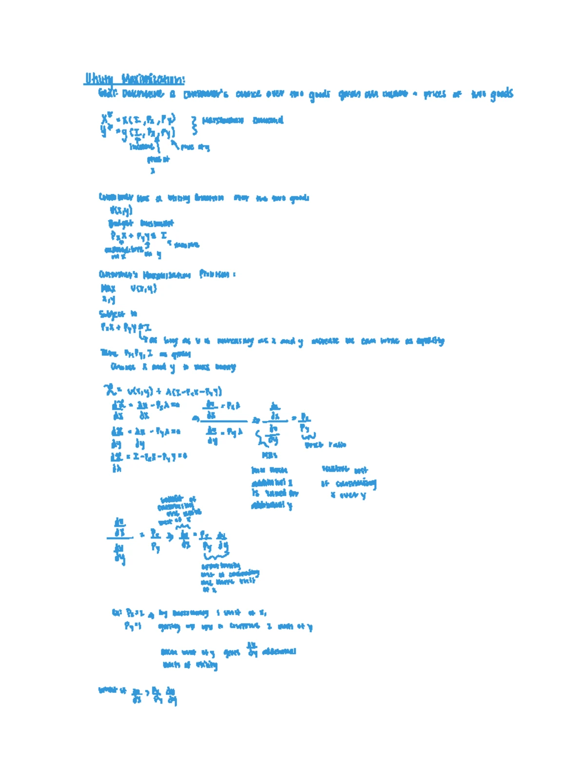 Econ 11 Lecture Notes: Choice Theory, Utility Maximization & Special ...