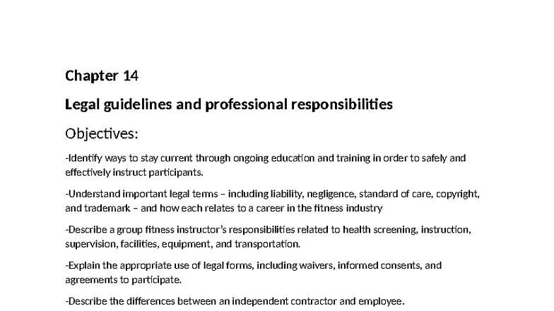 Chapter 14: Legal Guidelines & Responsibilities for GFIs - Studocu