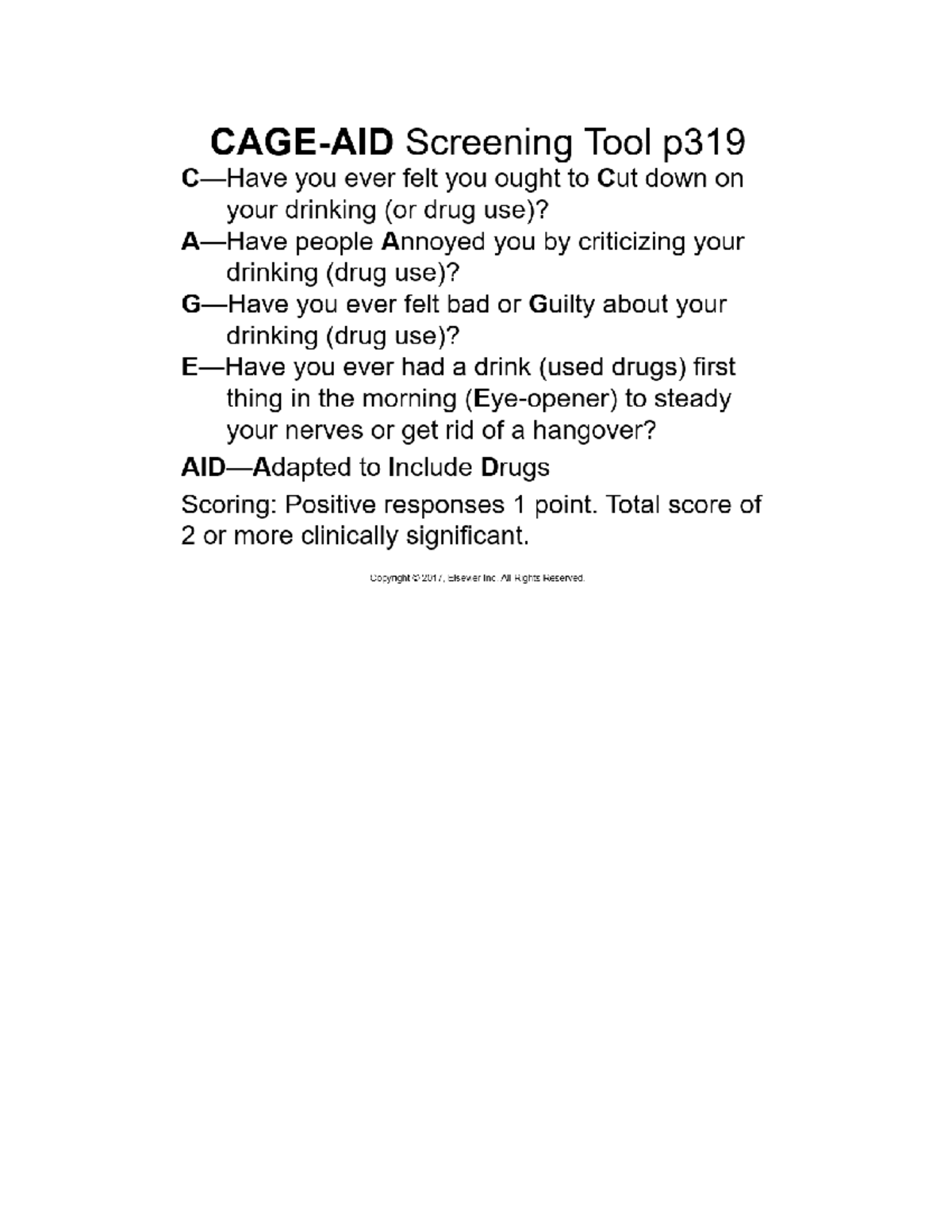 CAGE-AID Screening Tool: Assessing Substance Use Issues - Studocu