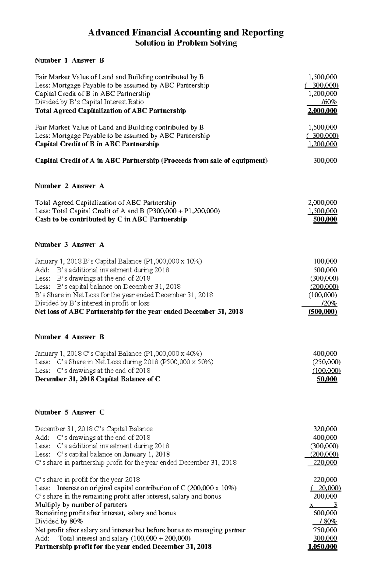 Advanced Fin. Accounting & Reporting: Problem Solving Solutions - Studocu