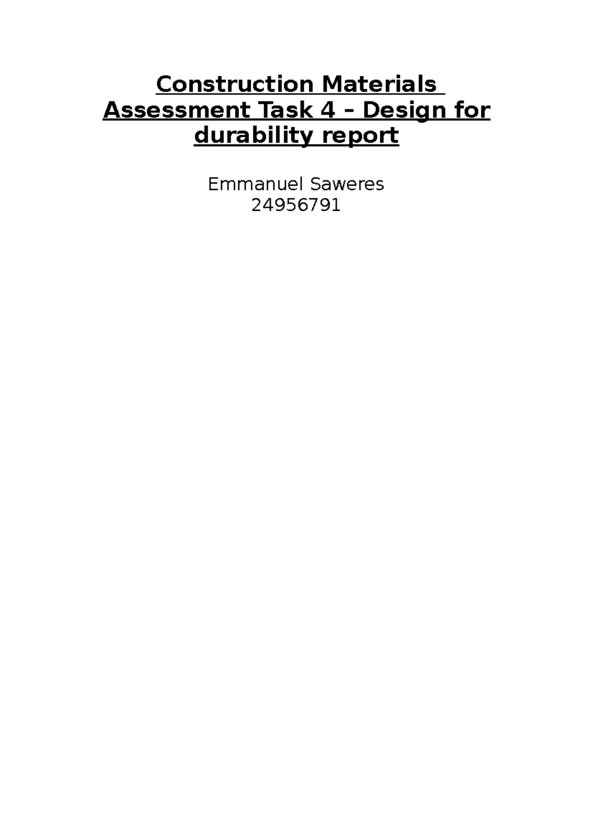 Assessment of Durability in Construction Materials (ENG 24956791) - Studocu