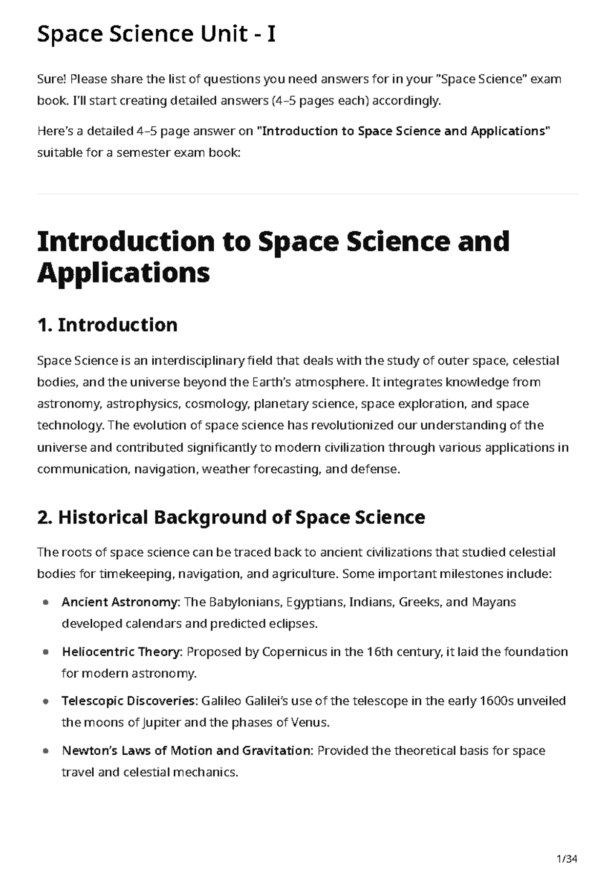 Space Science Unit I: Comprehensive Overview for Semester Exam - Studocu