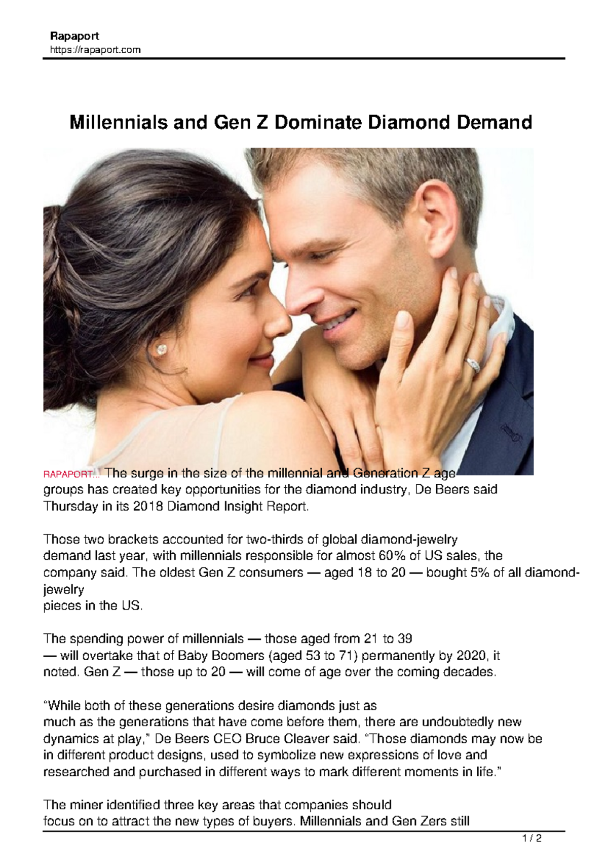 Millennials & Gen Z Drive Diamond Demand: Insights from RAPAPORT - Studocu
