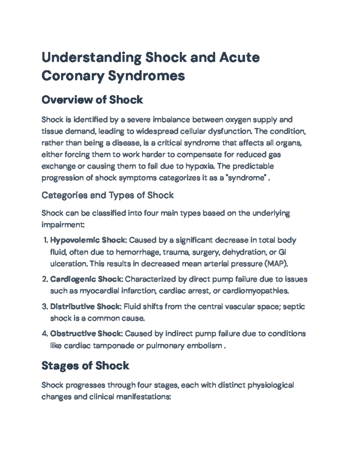 Understanding Shock and Acute Coronary Syndromes (ACS) - Overview ...