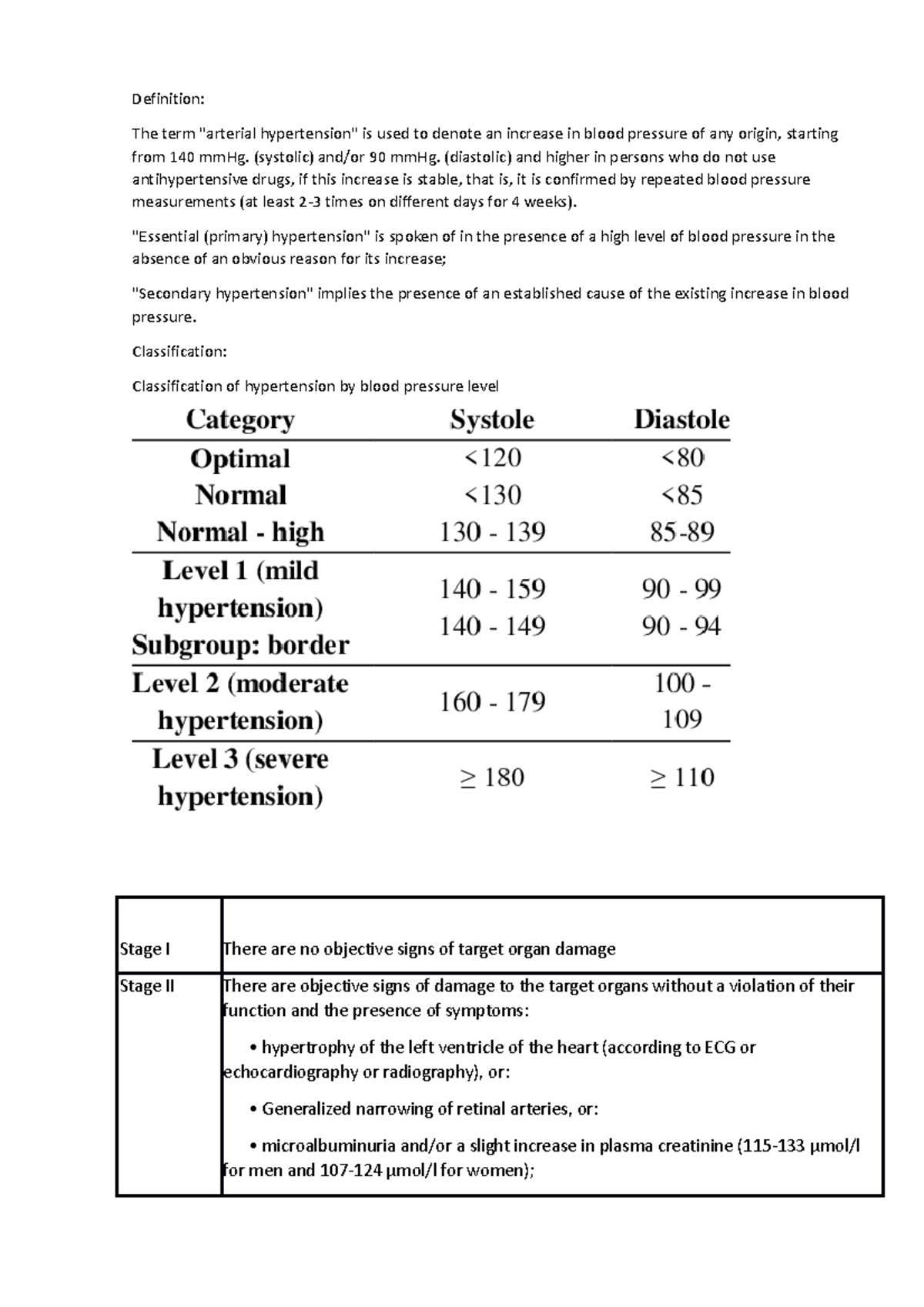 Arterial hypertension - Definition: The term 