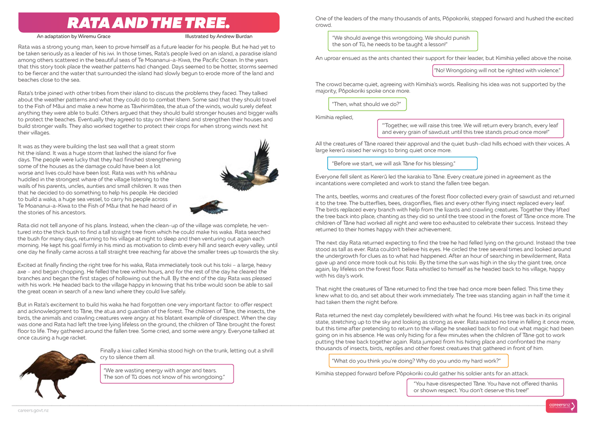 RTA 101: Rata and the Tree - Reading Assignment Overview - Studocu