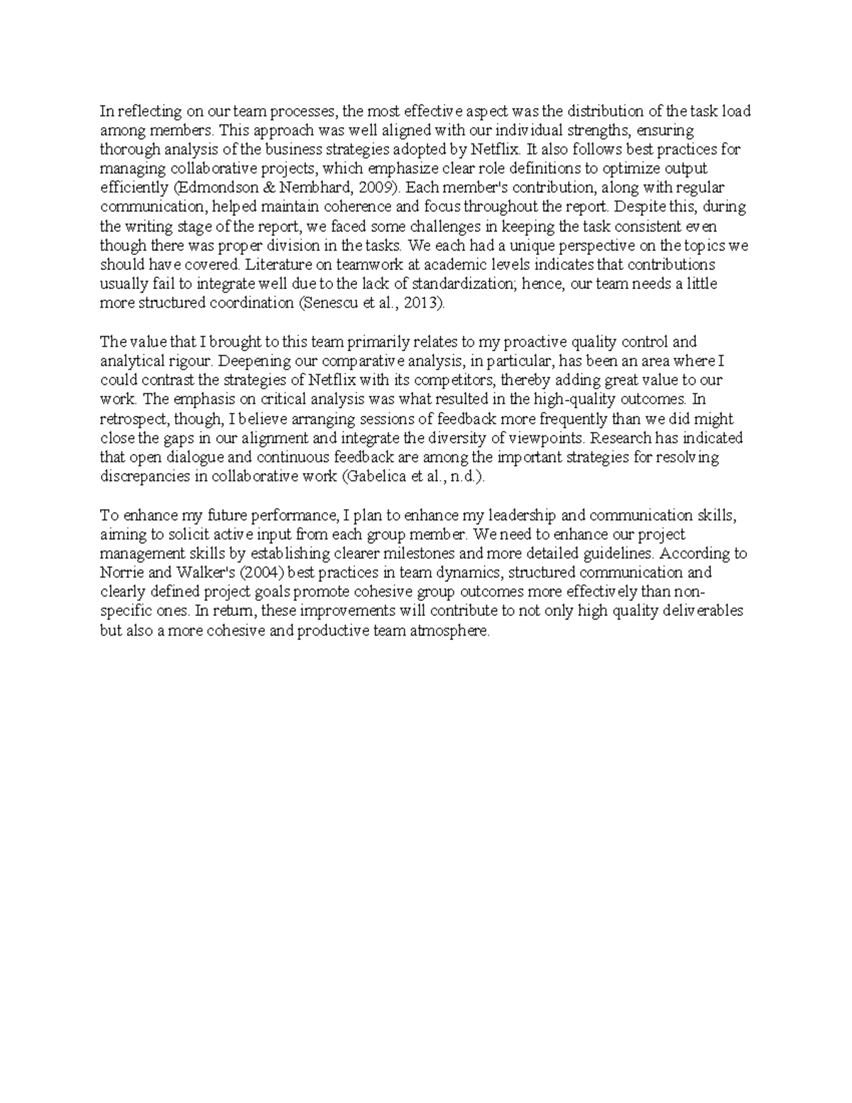 2050 Final Reflection Report on Team Collaboration and Analysis - Studocu