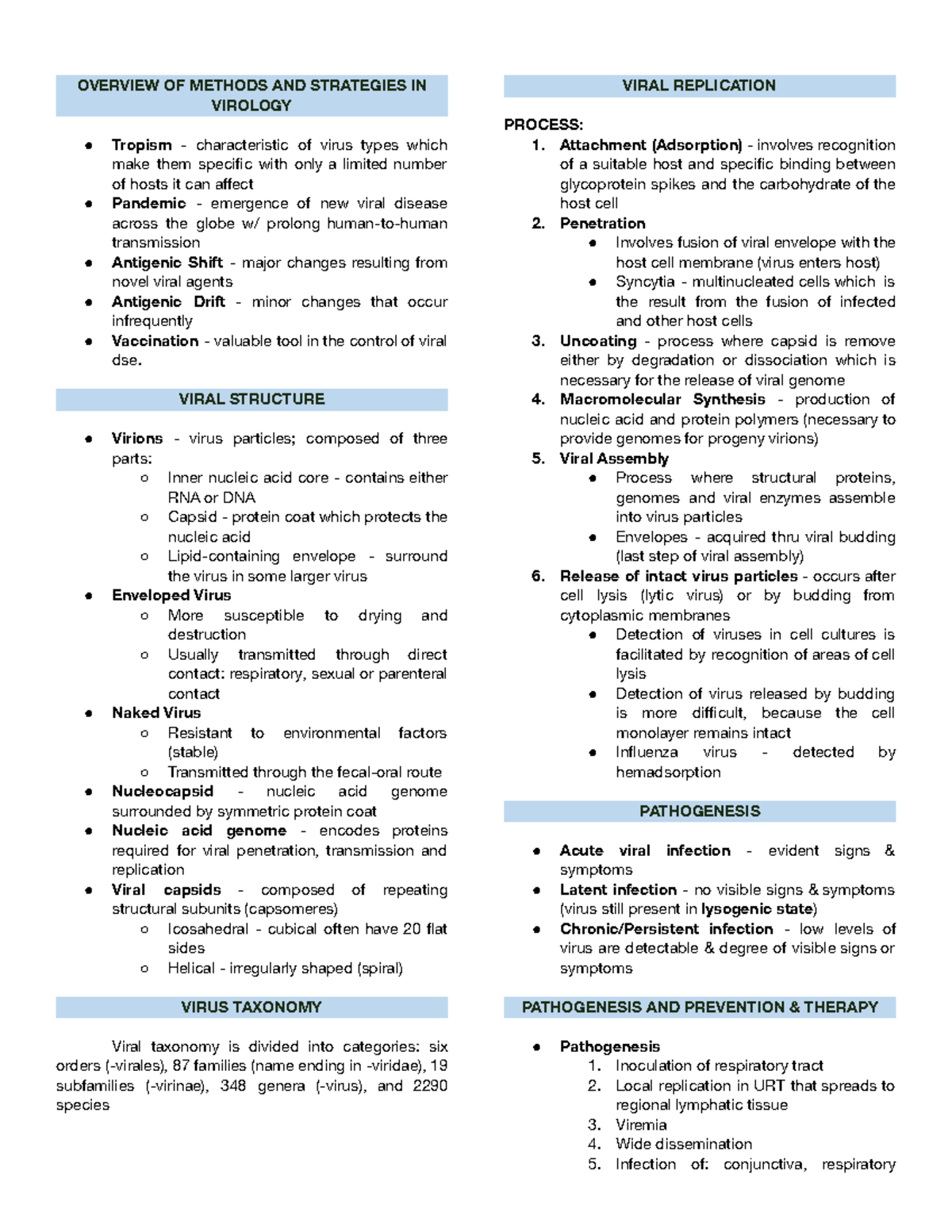OVERVIEW OF METHODS AND STRATEGIES IN VIROLOGY - OVERVIEW OF METHODS ...