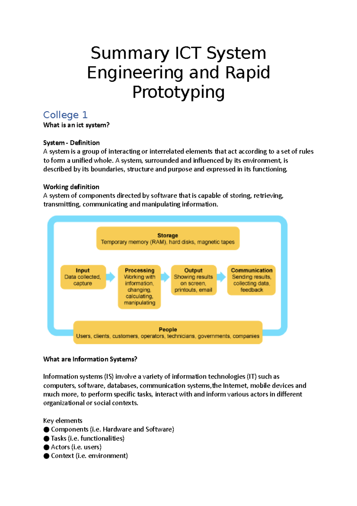 Summary of ICT System Engineering & Rapid Prototyping - Studeersnel
