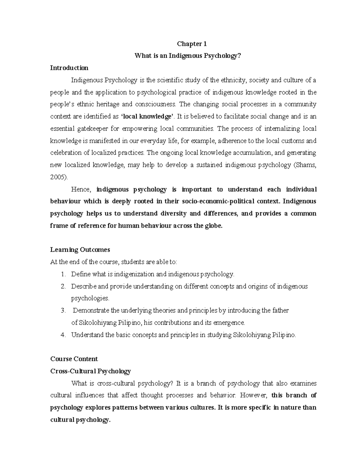 PSY 101: Chapter 1 - Understanding Indigenous Psychology and Its Impact ...