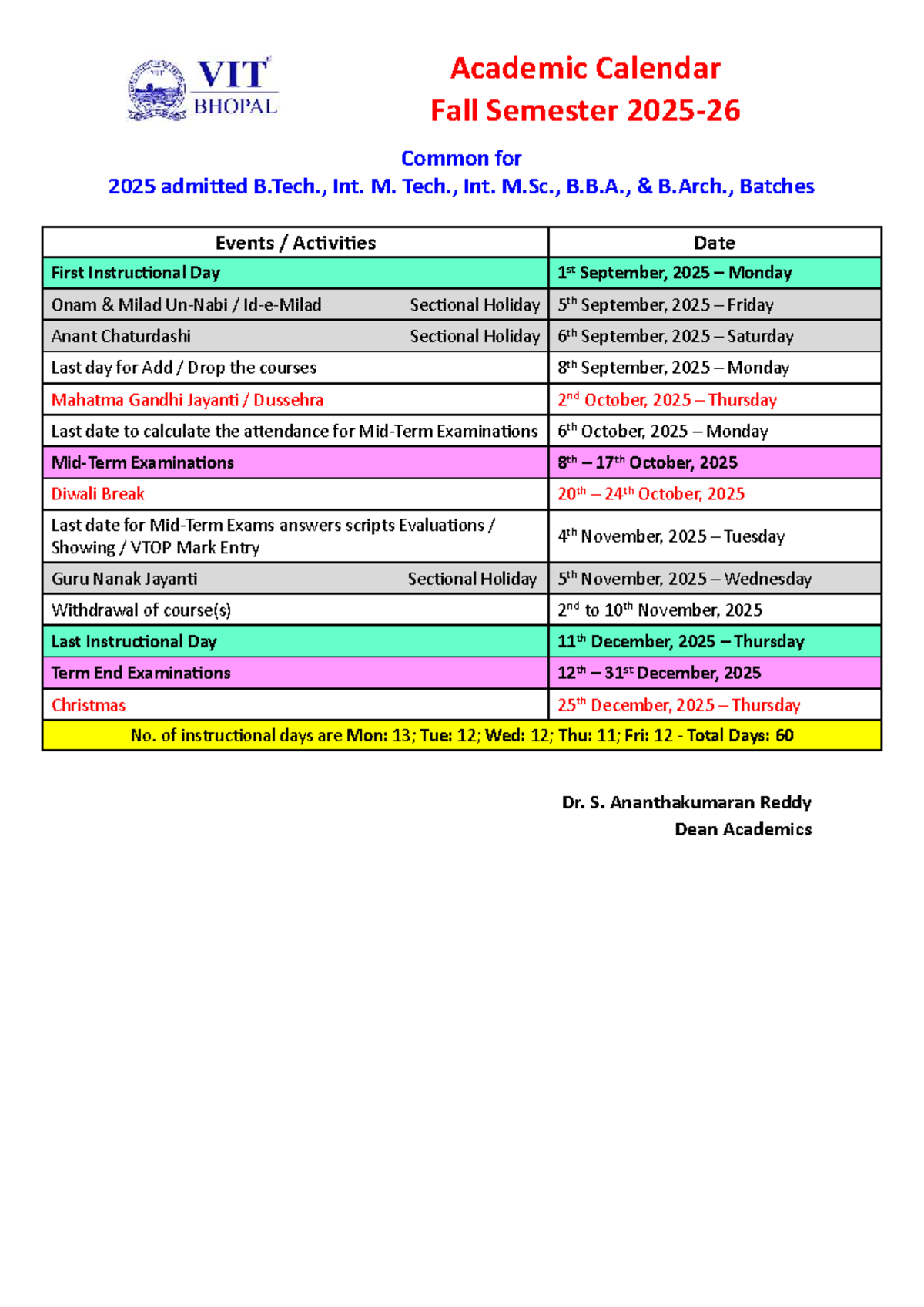 UG Academic Calendar 2025-26: Events & Dates for Freshers - Studocu