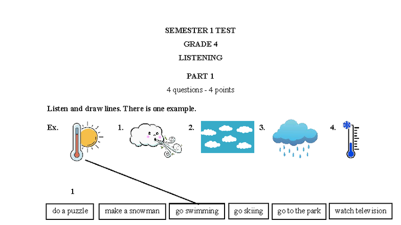 De KT Semester 1 Listening & Writing Grade 4 Activities - Studocu