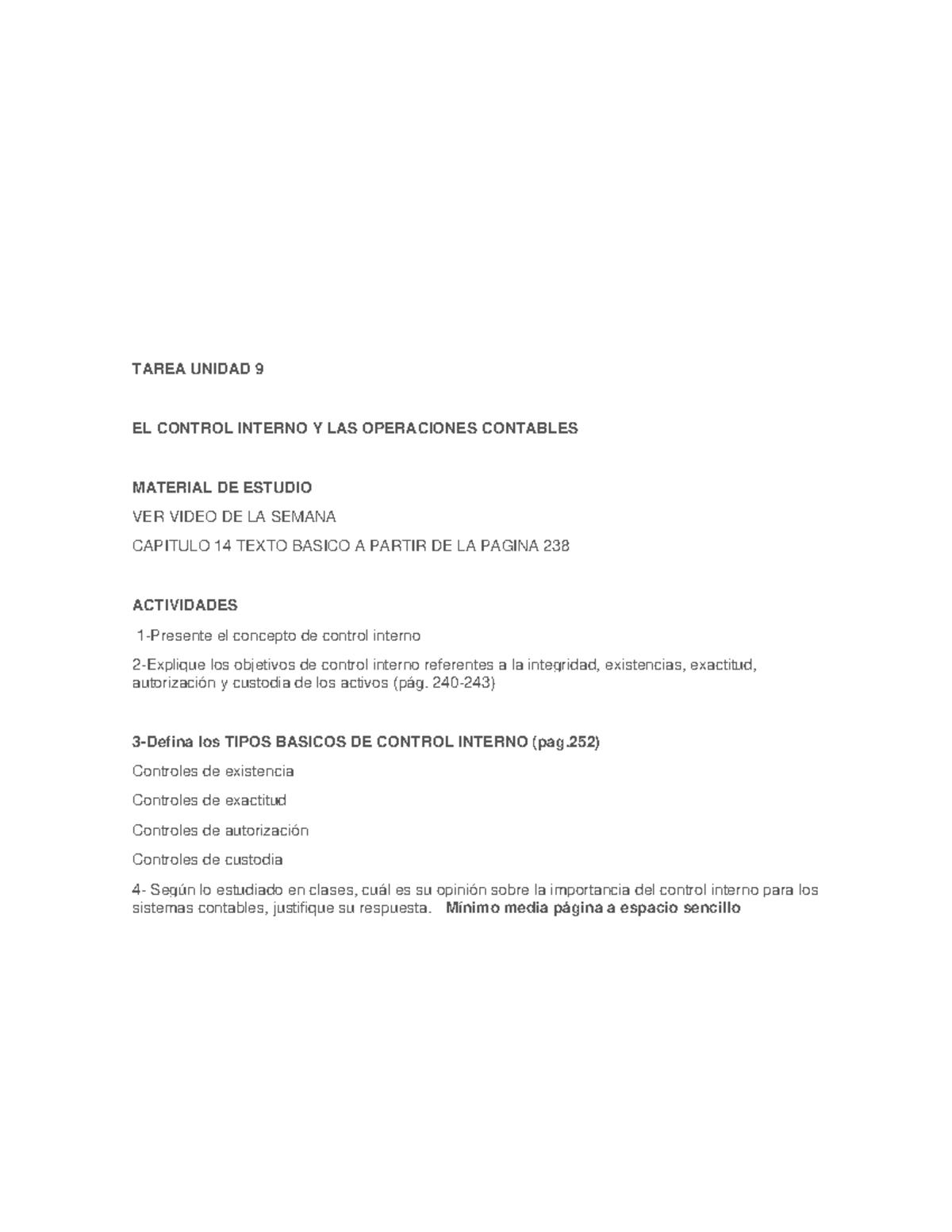 TAREA UNIDAD 9: Control Interno y Operaciones Contables - Studocu