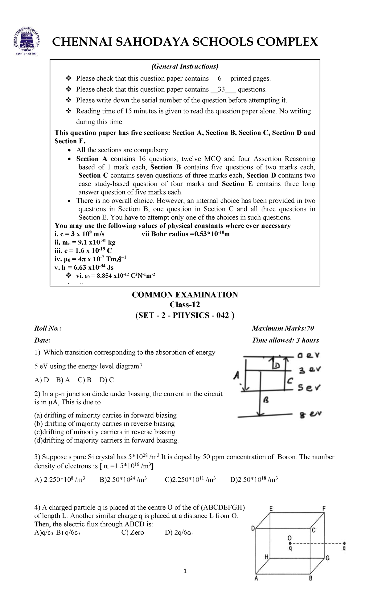 QP-Physics (042) - Common Exam Instructions & Question Paper - Studocu