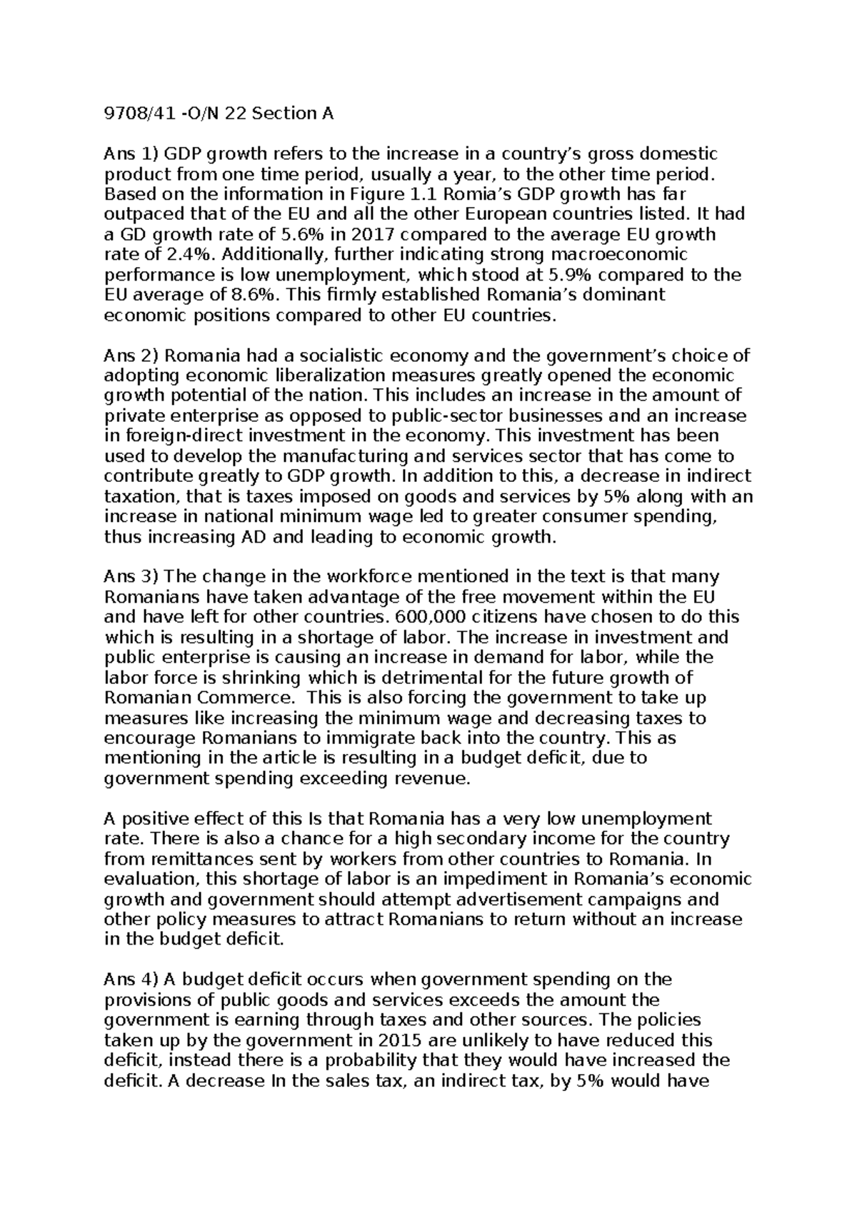 Economics Paper: GDP Growth & Exchange Rate Impacts Analysis - Studocu