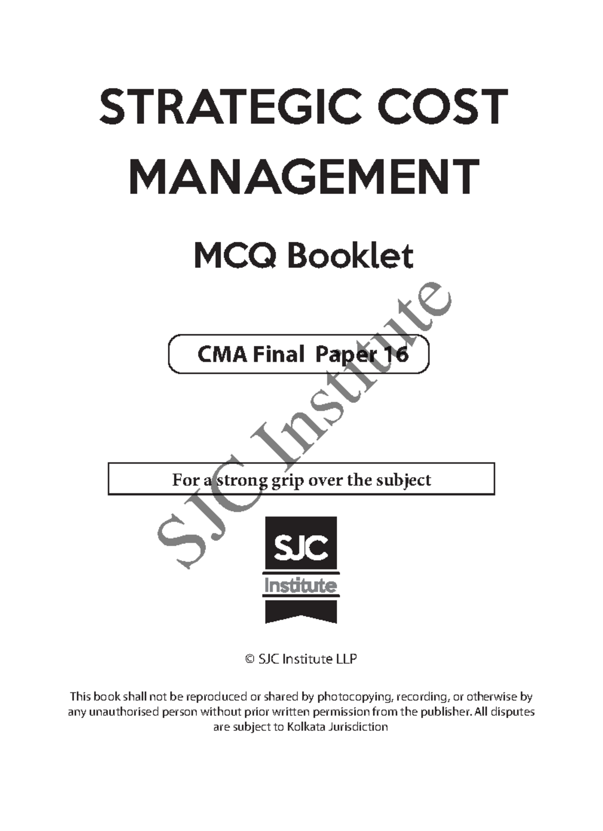 CMA Final Paper 16 - Strategic Cost Management MCQ Book - Studocu