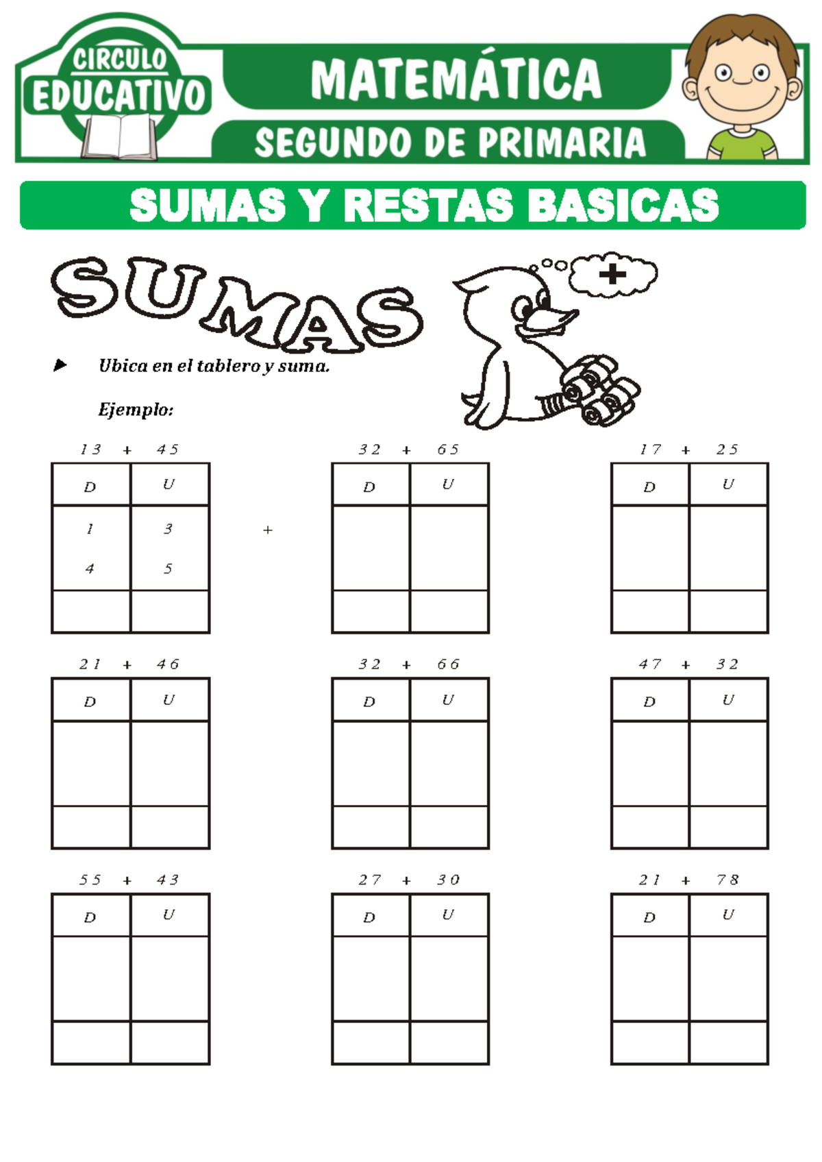 Sumas y Restas Básicas para 2º de Primaria - Ejercicios y Actividades ...