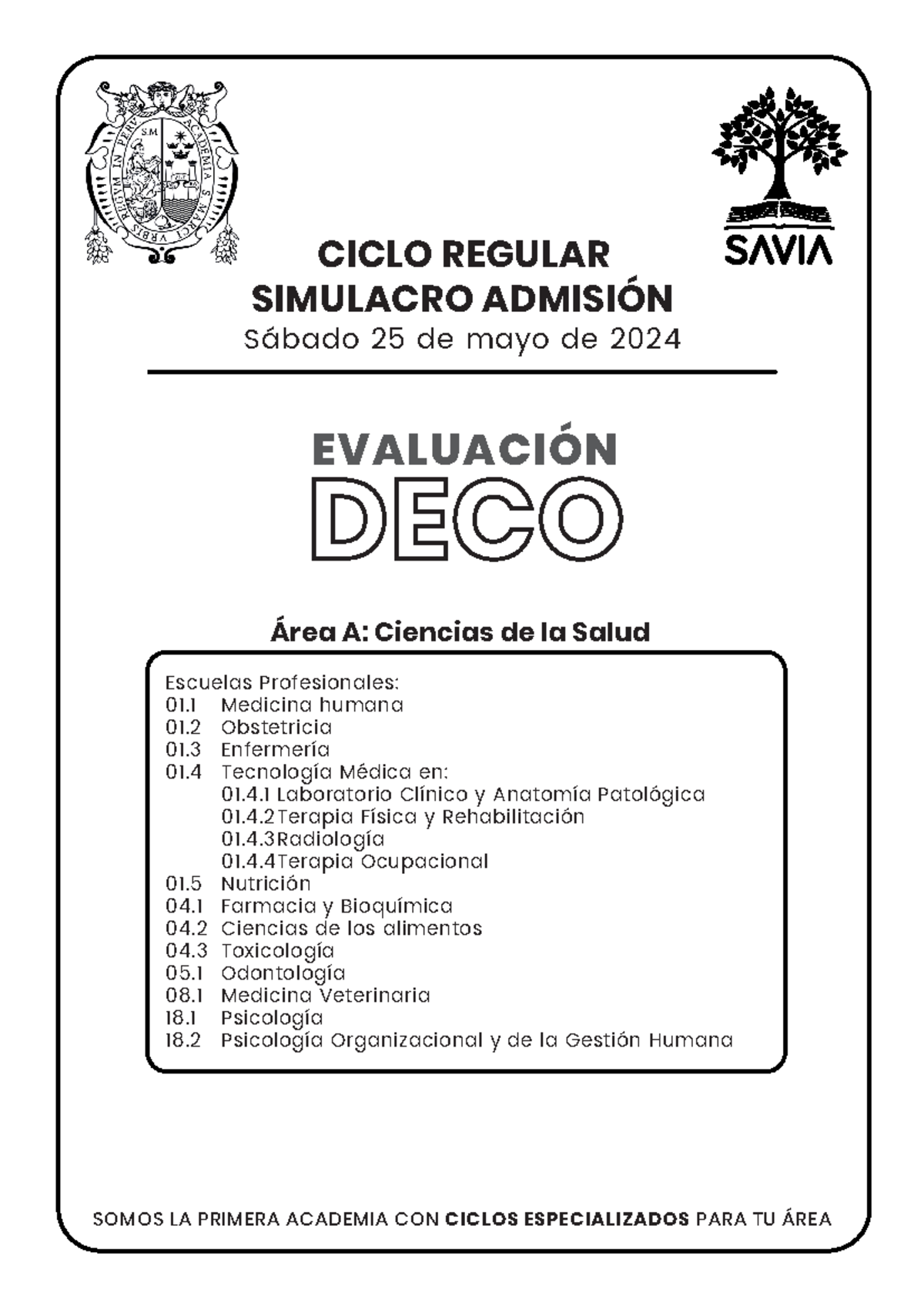 SIM 8 - Simulacro de Admisión Regular para Ciencias de la Salud (2024 ...
